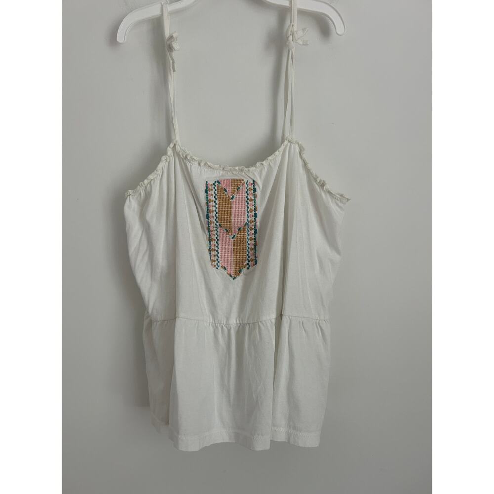 Roxy Girl Embroidered Boho Tank – Size 12 Large – White Summer Top - Picture 2 of 6